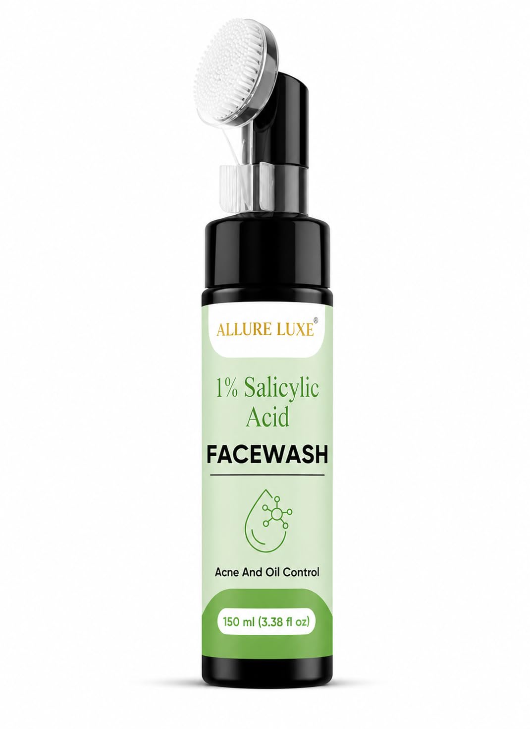 Allure Luxe 1% Salicylic Acid Face Wash with Built-In Soft Brush Applicator