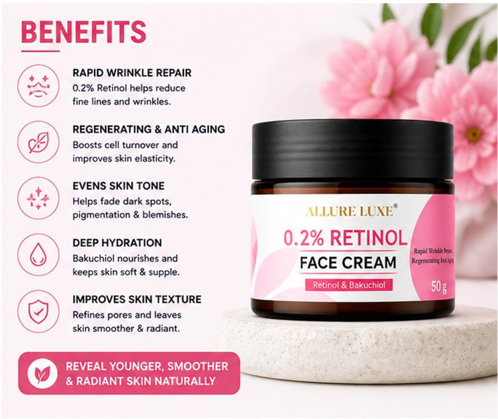 Allure Luxe 0.2% Retinol Face Cream with Bakuchiol