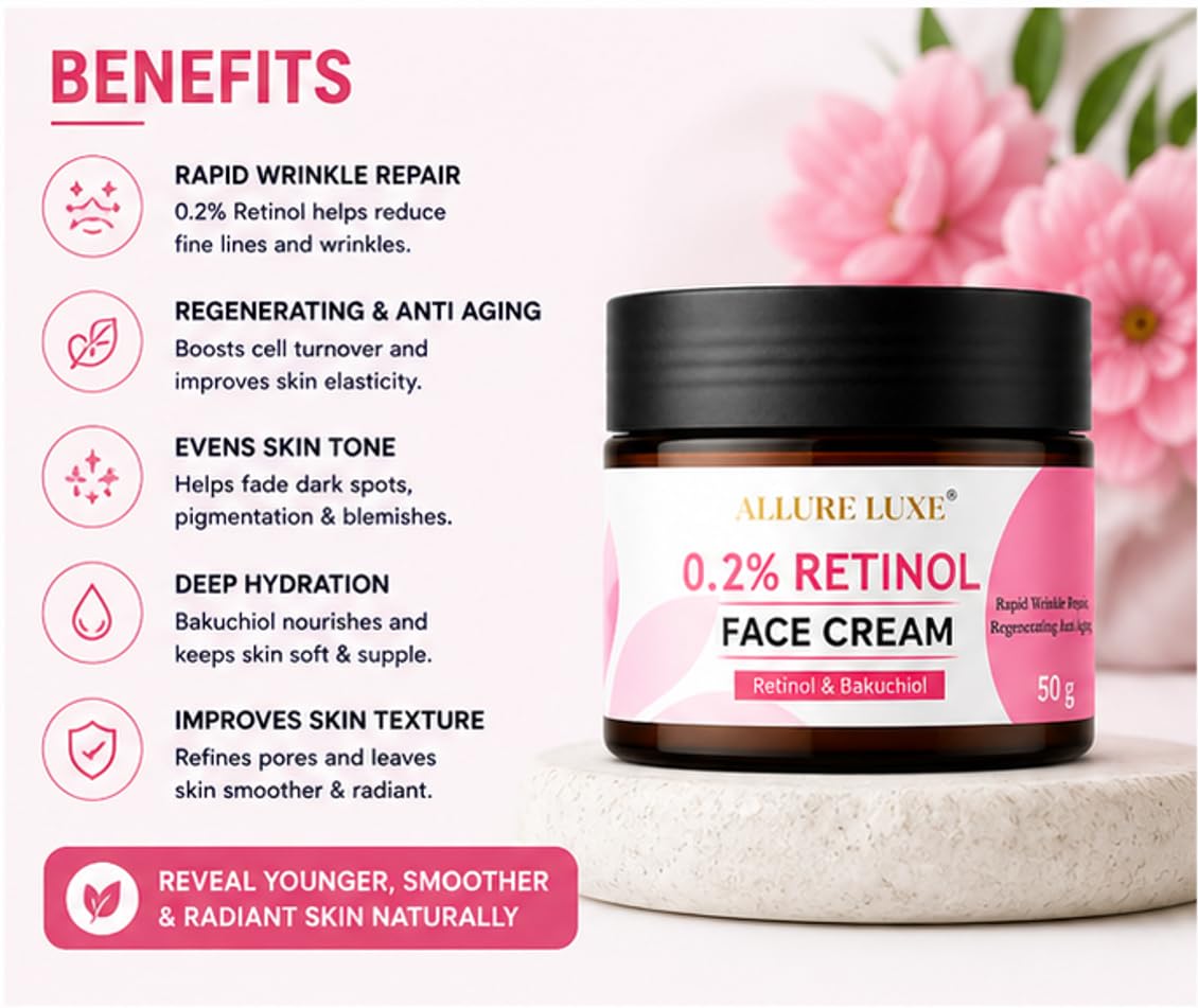 Allure Luxe 0.2% Retinol Face Cream with Bakuchiol