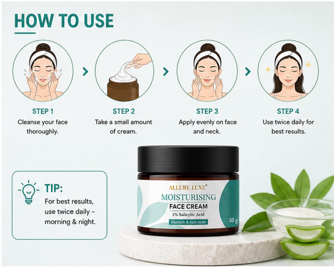 Allure Luxe Moisturising Face Cream with 1% Salicylic Acid