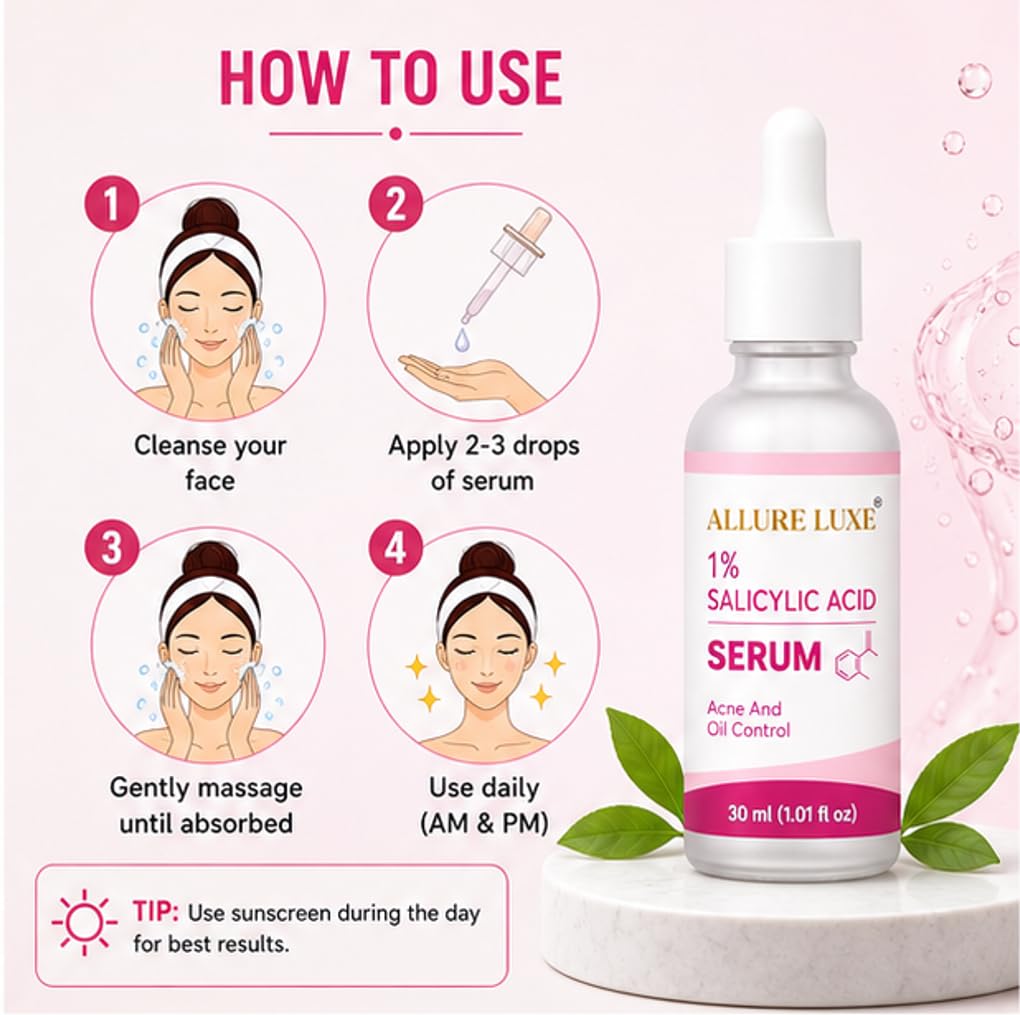 Allure Luxe 1% Salicylic Acid Face Serum for Acne-Prone Skin