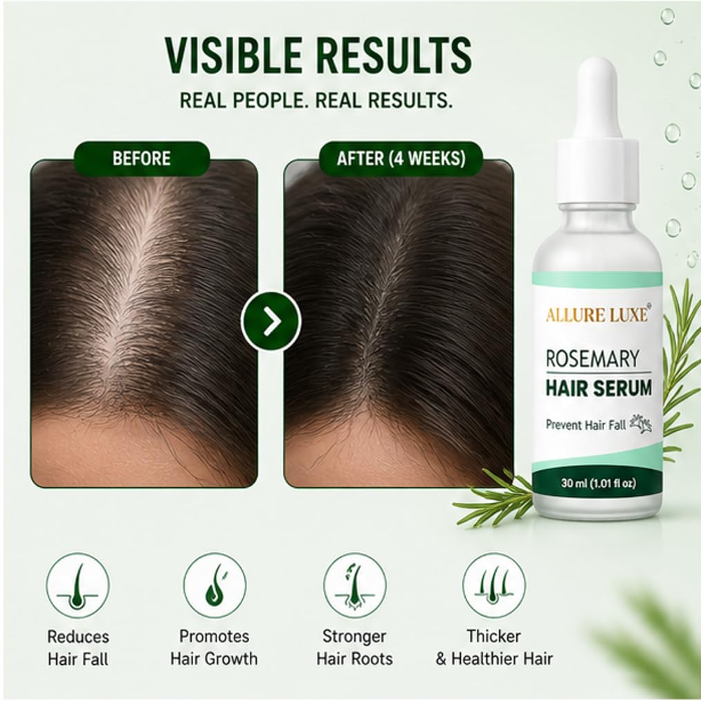 Allure Luxe Rosemary Hair Serum for Hair Strength & Scalp Care