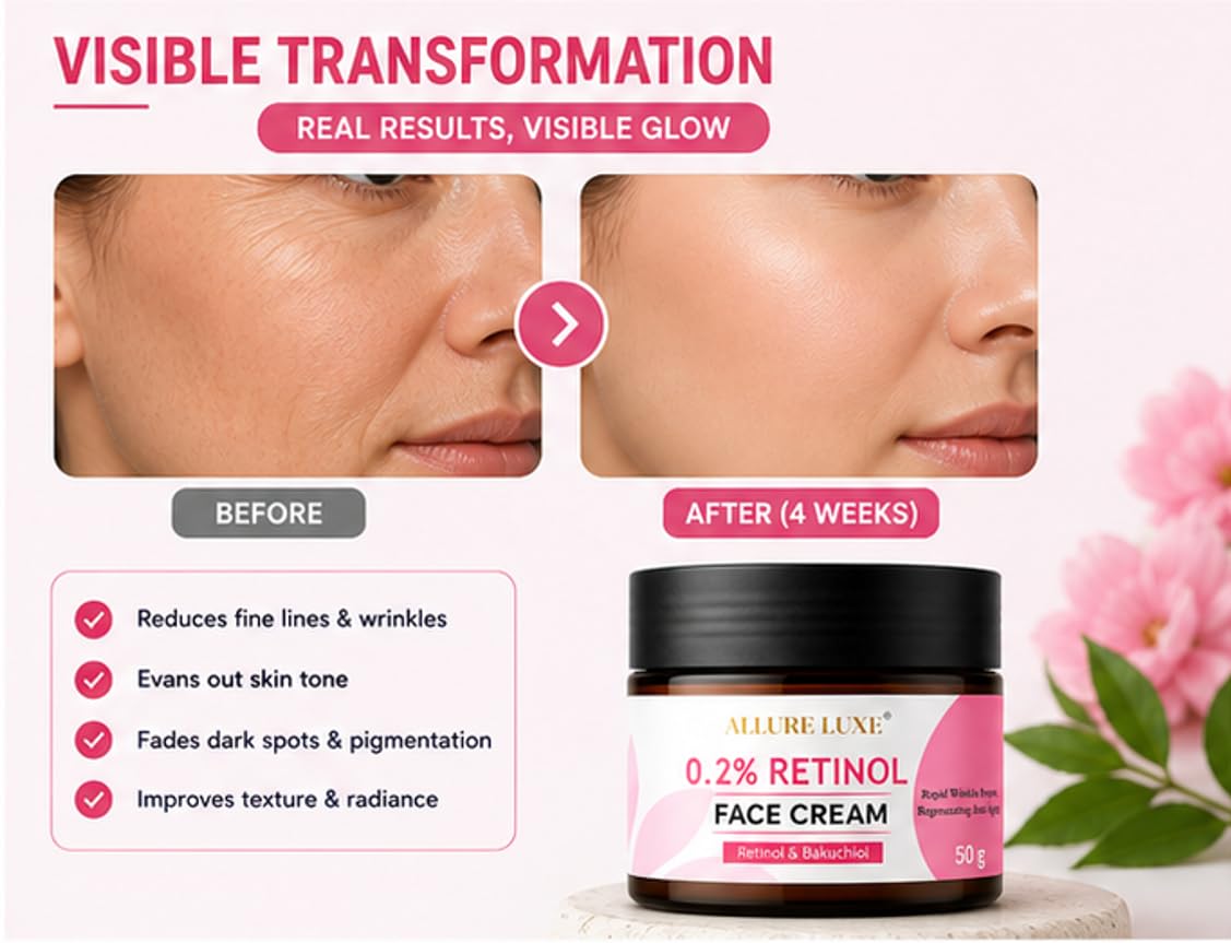 Allure Luxe 0.2% Retinol Face Cream with Bakuchiol