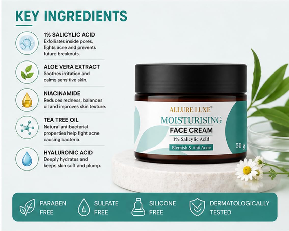 Allure Luxe Moisturising Face Cream with 1% Salicylic Acid