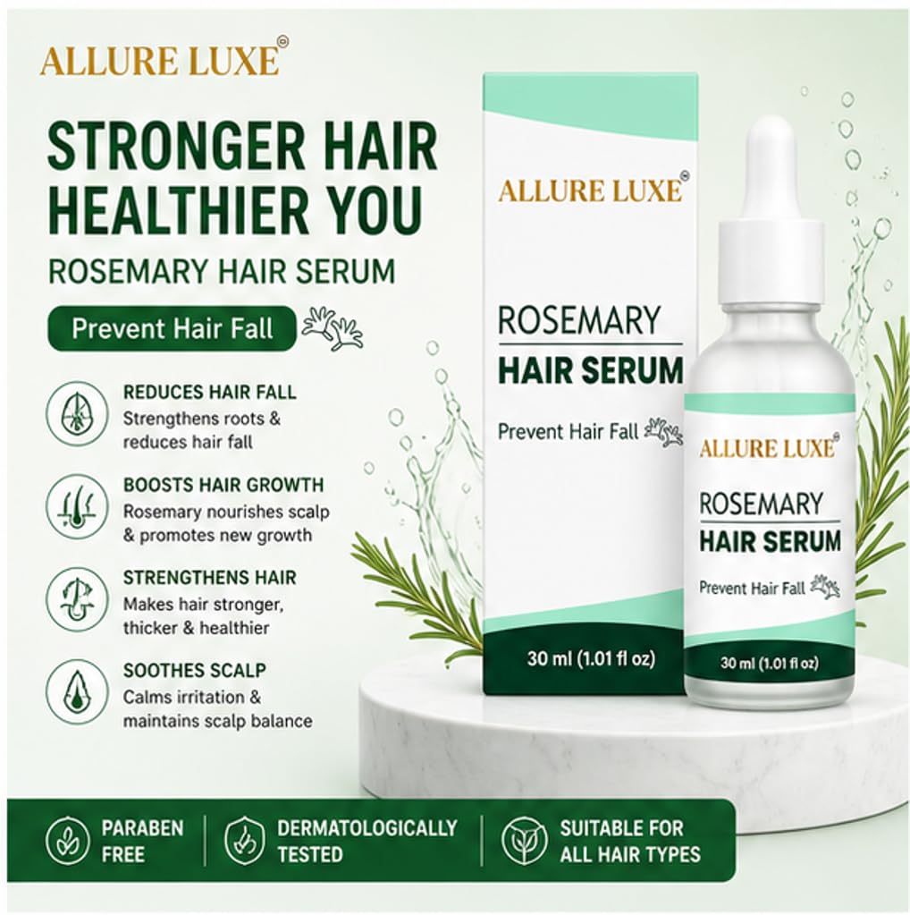 Allure Luxe Rosemary Hair Serum for Hair Strength & Scalp Care