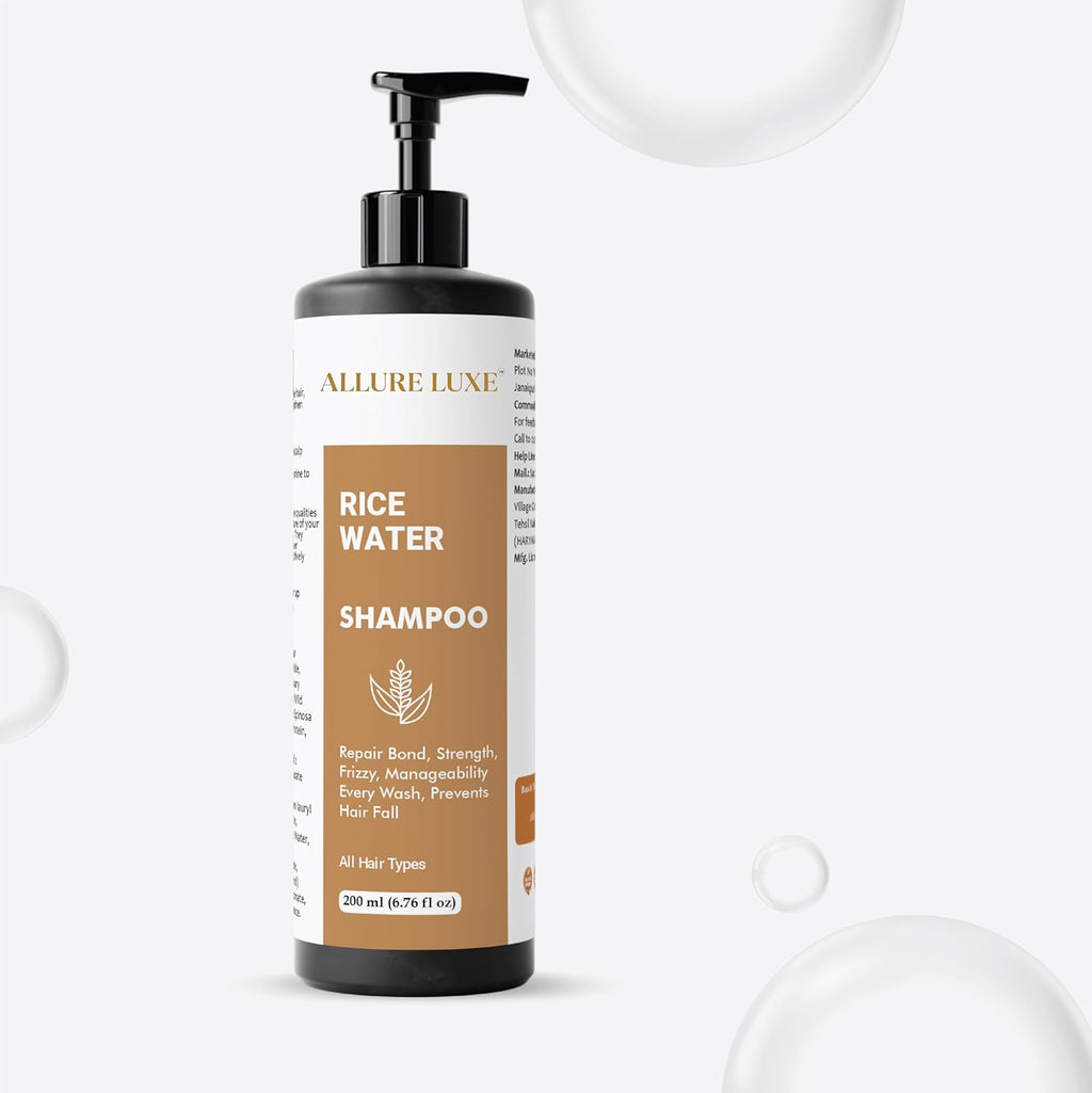 Allure Luxe Shampoo, Damage Repairing, Nourishing, Smoothening, All Hair Types, 200 ml (Rice Water Shampoo)