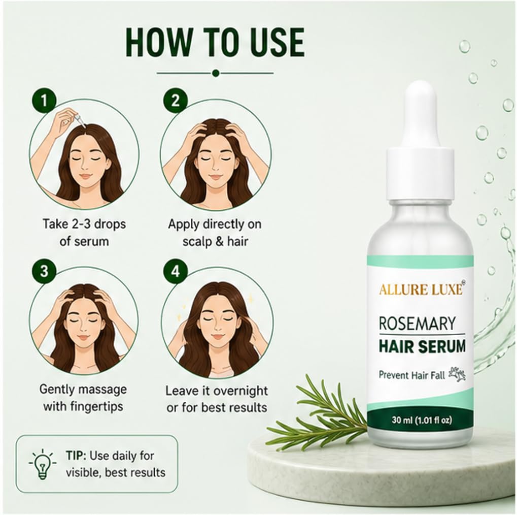 Allure Luxe Rosemary Hair Serum for Hair Strength & Scalp Care