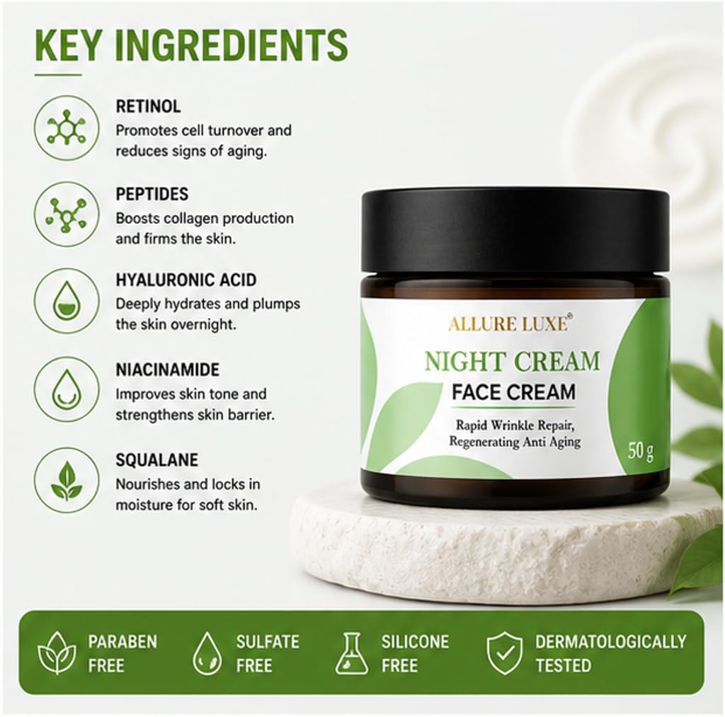 Allure Luxe Night Cream Face Moisturizer for Soft & Hydrated Skin