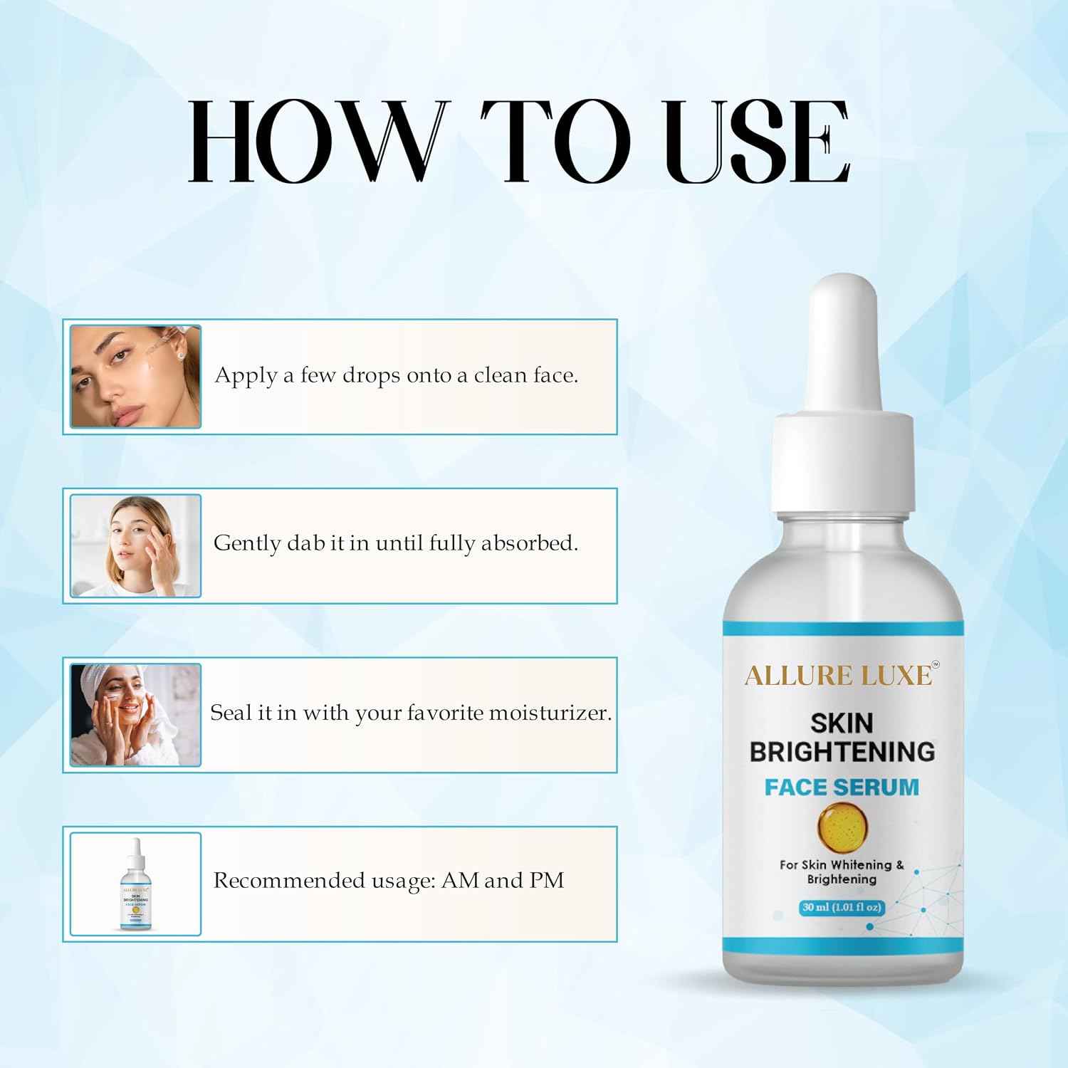 ALLURE LUXE Skin Brightening Face Serum for Dark Spot Reduction, Pigmentation Treatment, 30 ml