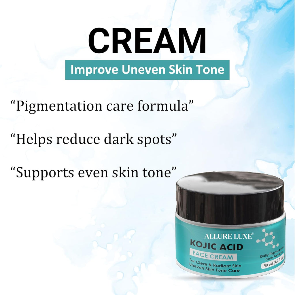 Allure Luxe Kojic Acid Face Cream, with Niacinamide & Alpha Arbutin, Pigmentation Care Formula, 50 ml