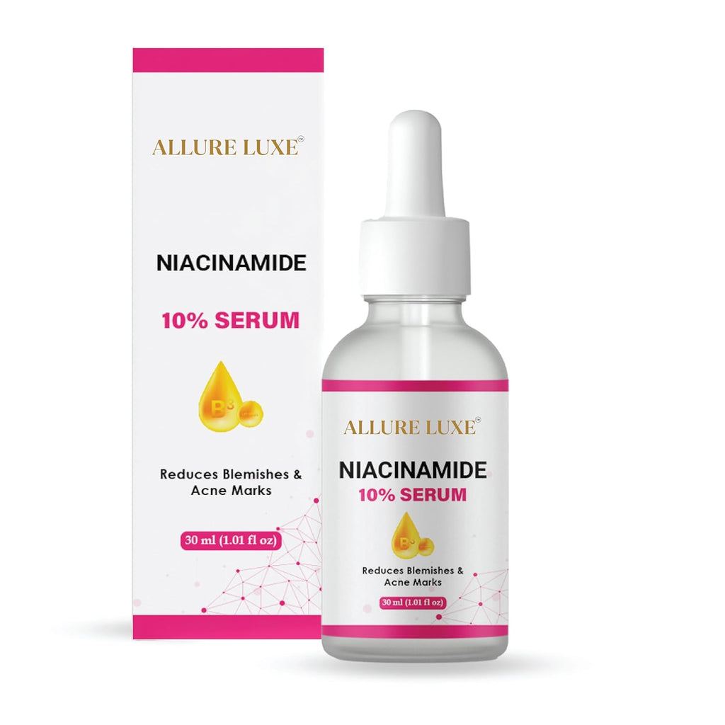 ALLURE LUXE Niacinamide 10% Serum with Hyaluronic Acid for Dark Spot Reduction, Blemishes and Acne Marks, 30ml