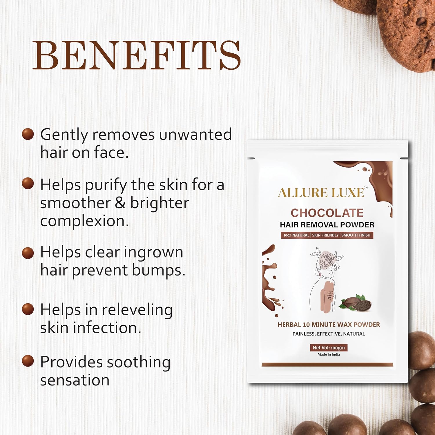 Allure Luxe Chocolate Hair Removal Powder