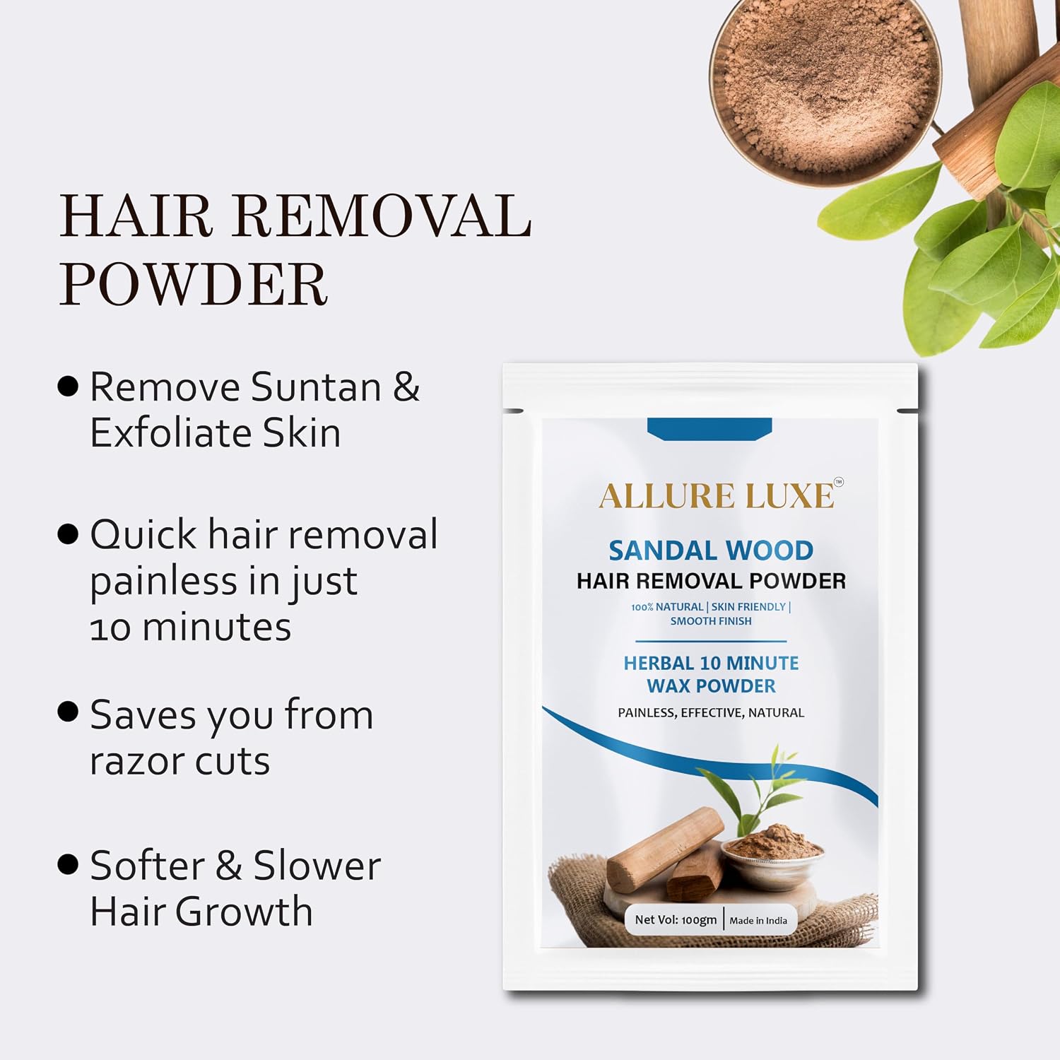 Allure Luxe Sandalwood Hair Removal Powder