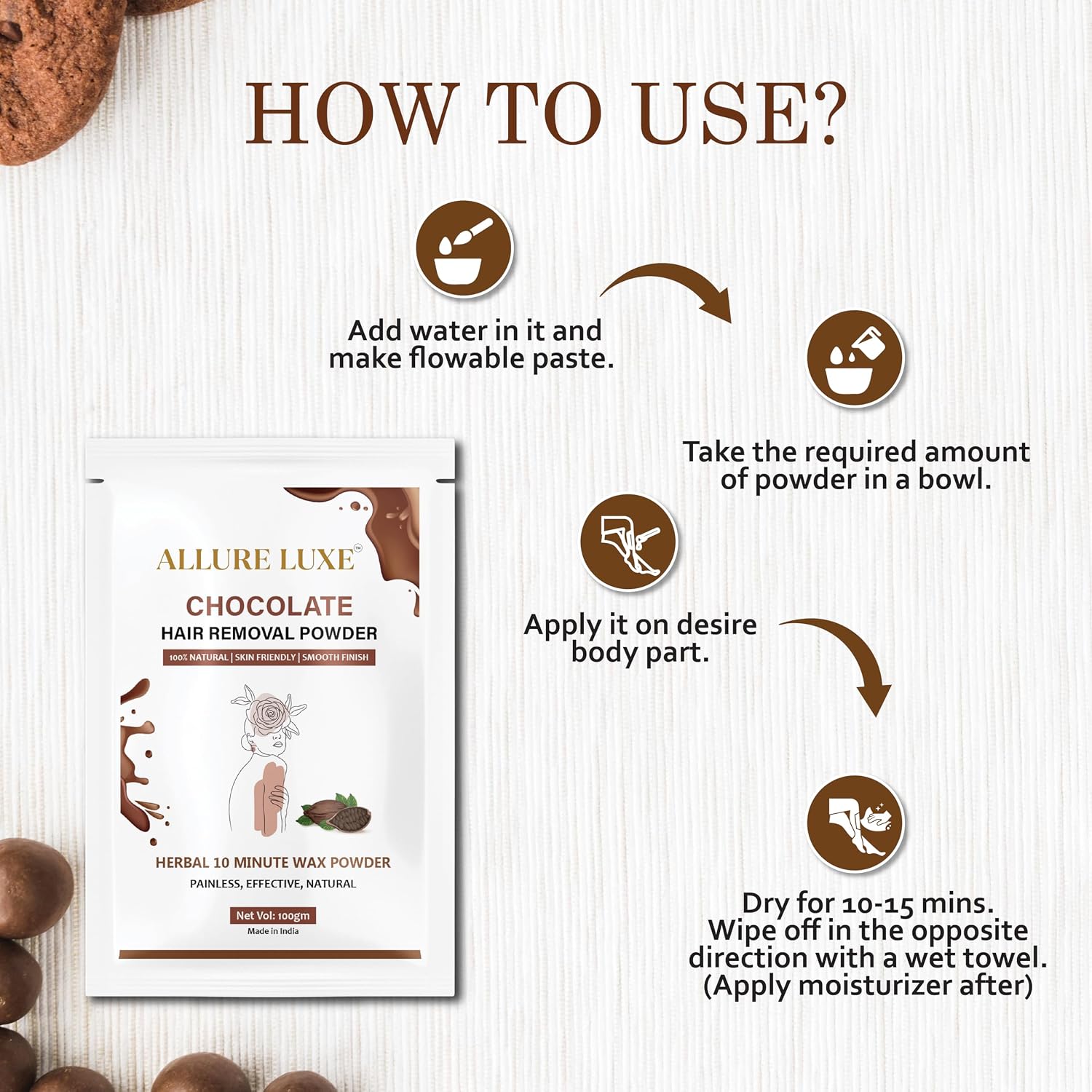 Allure Luxe Chocolate Hair Removal Powder