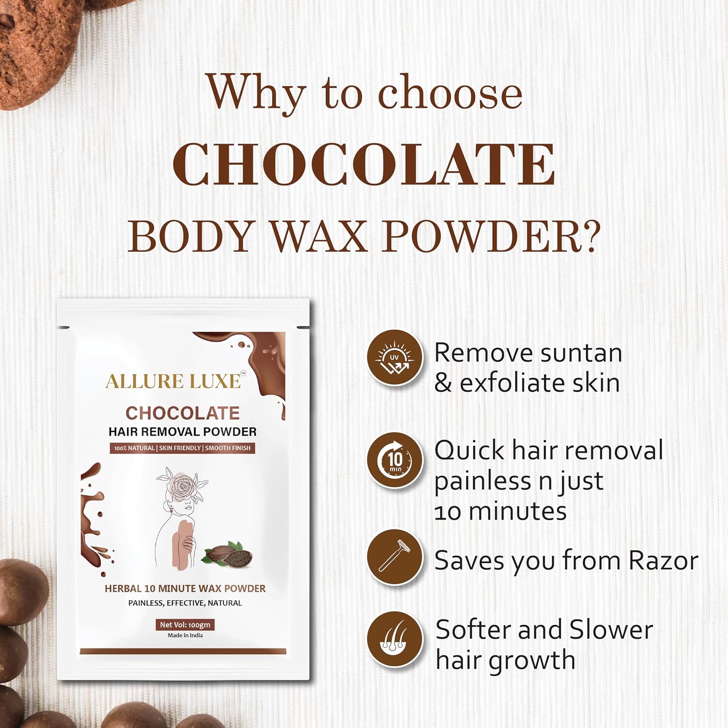 Allure Luxe Chocolate Hair Removal Powder